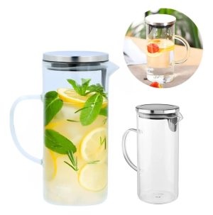 Jarra em vidro borossilicato com tampa inox 1,5L