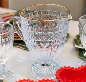 Jarra de Vidro com borda dourada