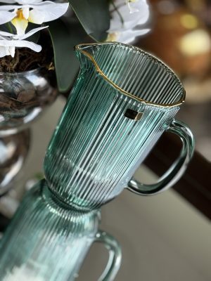 Jarra de vidro Verde com fio dourado