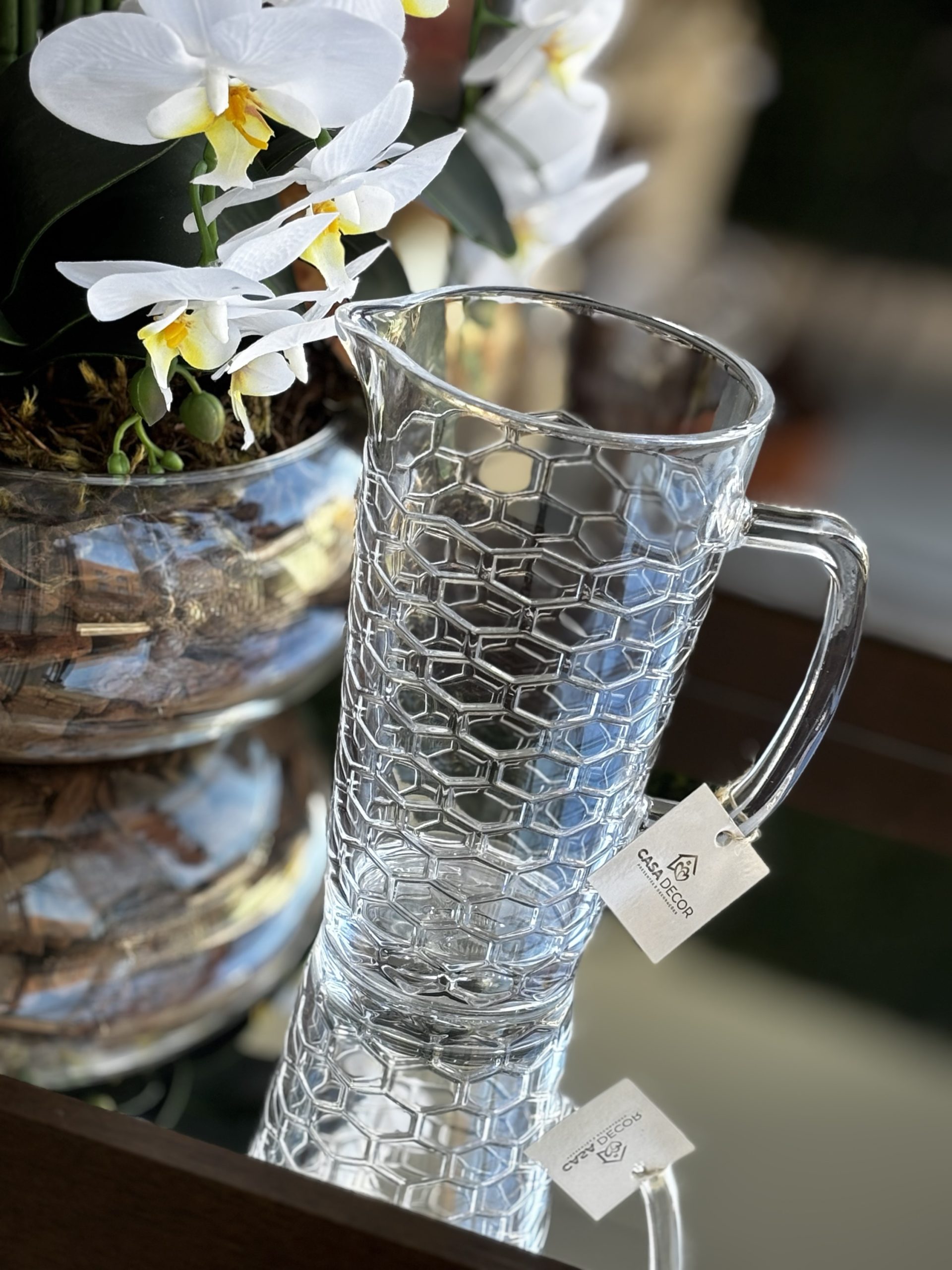 Jarra de vidro com Textura Colmeia 1,2L