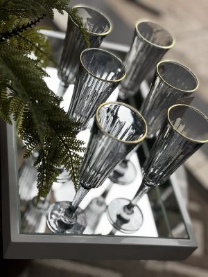 Taças Champanhe com Borda Dourada