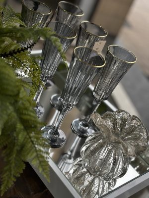 Taças Champanhe com Borda Dourada