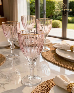 Jg de Taças Rosé com Borda Dourada 375ML