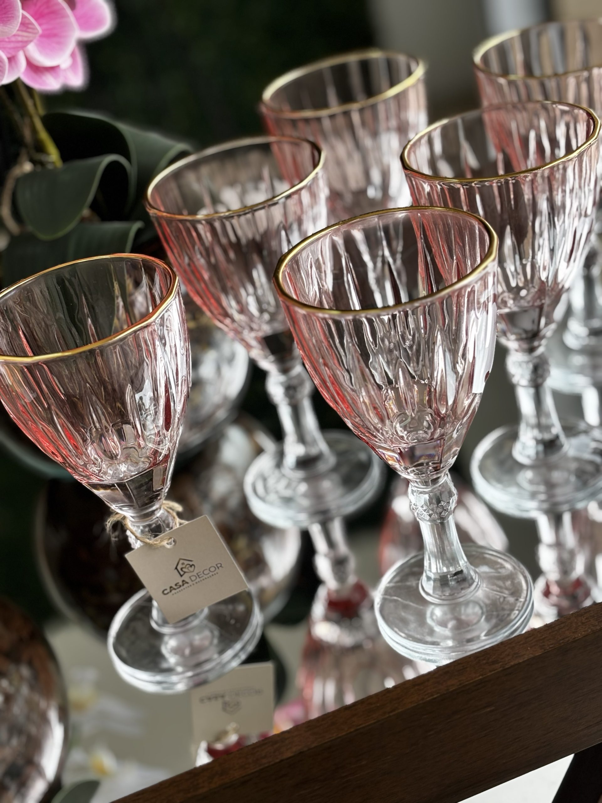 Jg de Taças Rosé com Borda Dourada 375ML