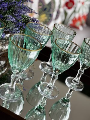 JG De Taças verde com Borda dourada