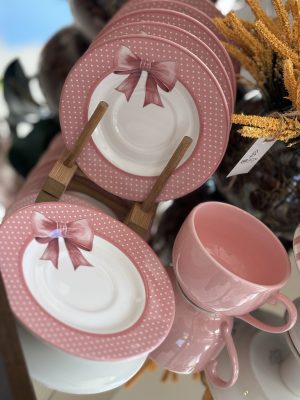 Jg De Xícaras + Pires Coleção Laço de Páscoa